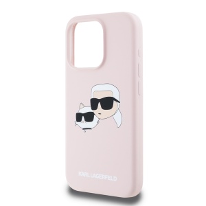 Husa pentru iPhone 15 Pro - Karl Lagerfeld Silicone MagSafe (KLHMP15LSKCHPPLP) - Pink Karl&Choupette Head - Img 5
