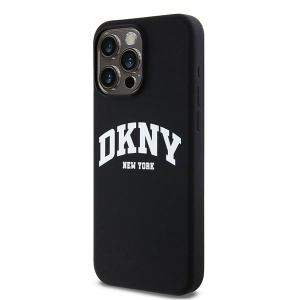Husa pentru iPhone 15 Pro Max - DKNY Hardcase Liquid Silicone White Printed Logo MagSafe (DKHMP15XSNYACH) - Black - Img 5