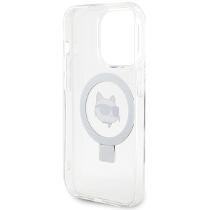Husa pentru iPhone 15 Pro Max - Karl Lagerfeld Hardcase Ring Stand MagSafe (KLHMP15XHMRSCHH) - White Choupette Head - Img 4