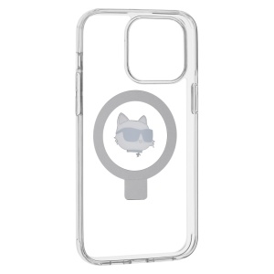 Husa pentru iPhone 15 Pro Max - Karl Lagerfeld Hardcase Ring Stand MagSafe (KLHMP15XHMRSCHH) - White Choupette Head - Img 9
