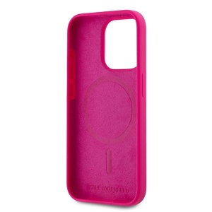 Husa pentru iPhone 15 Pro Max - Karl Lagerfeld Silicone MagSafe (KLHMP15XSCHPPLF) - Fuchsia Choupette Head - Img 2