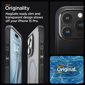 Husa pentru iPhone 15 Pro - Spigen Ultra Hybrid MagSafe - Frost Black - Img 7