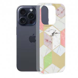 Husa pentru iPhone 15 Pro - Techsuit Marble Series - Purple Hex - Img 1