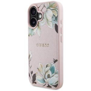 Husa pentru iPhone 16 - Guess Grained Flowers MagSafe (GUHMP16SPGNMPLMP) - Pink - Img 3