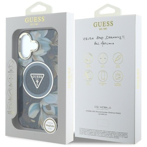 Husa pentru iPhone 16 - Guess IML Metal Glitter Flowers Triangle MagSafe (GUHMP16SHFLPEDK) - Black - Img 7