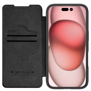Husa pentru iPhone 16 - Nillkin Qin Prop Plain Leather Case - Black - Img 2