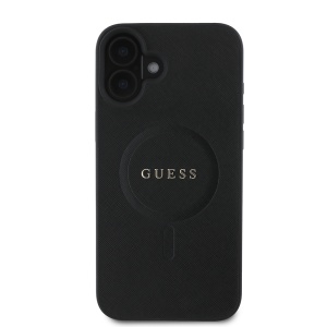 Husa pentru iPhone 16 Plus - Guess Saffiano Classic Logo MagSafe (GUHMP16MPSAHMCK) - Black - Img 3