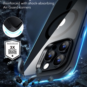 Husa pentru iPhone 16 Pro - ESR Classic Hybrid HaloLock - Clear Black - Img 3