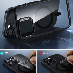 Husa pentru iPhone 16 Pro Max + Folie - ESR Classic Hybrid HaloLock - Clear / Black - Img 5