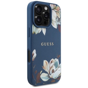 Husa pentru iPhone 16 Pro Max - Guess Grained Flowers MagSafe (GUHMP16XPGNMPLMB) - Blue - Img 3