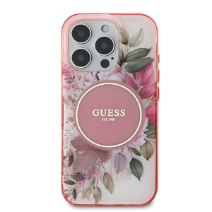 Husa pentru iPhone 16 Pro Max - Guess IML Flower & Tonal Circle MagSafe (GUHMP16XHFWBDCEP) - Pink - Img 3