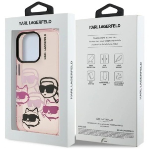 Husa pentru iPhone 16 Pro Max - Karl Lagerfeld IML Multi Head Pattern (KLHCP16XHMCHKCP) - Pink Karl&Choupette Head - Img 7