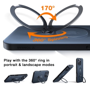 Husa pentru iPhone 16 Pro Max - Torras Ostand Spin Series - Black - Img 4