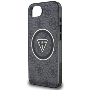 Husa pentru iPhone 16e - Guess IML Metal Glitter 4G Circle Triangle MagSafe (GUHMPSE4HG4PRTGK) - Black - Img 6