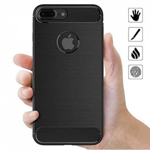 Husa pentru iPhone 8 Plus - Techsuit Carbon Silicone - Black - Img 2