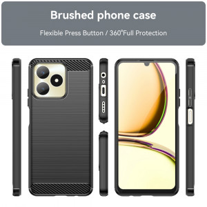 Husa pentru Realme C51 / Note 50 - Techsuit Carbon Silicone - Black - Img 2