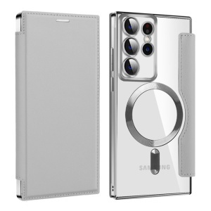 Husa pentru Samsung Galaxy S22 Ultra 5G - Techsuit SmartMag Book Case - Gray - Img 2