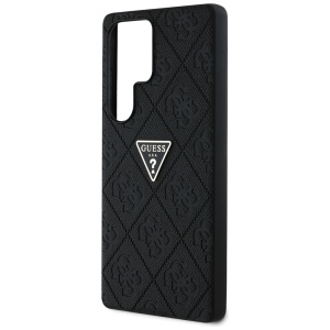 Husa pentru Samsung Galaxy S25 Ultra - Guess Leather Grained Hot Stamp 4G Triangle Metal (GUHCS25LPGP4STRK) - Black - Img 6
