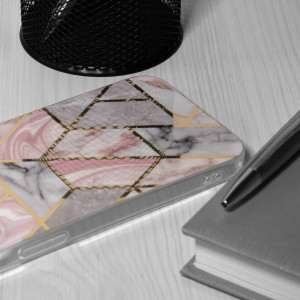 Husa pentru Xiaomi Redmi A1 / A2 - Techsuit Marble Series - Pink Hex - Img 2