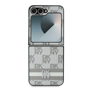 Husa Samsung Galaxy Z Flip6 - DKNY Leather Chequered Pattern Printed Stripes (DKHCZF6PCPTSSE) - Beige - Img 2
