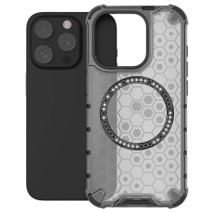 Husa transparenta pentru iPhone 15 Pro Max - Techsuit HoneyComb Shield MagSafe - Black - Img 2