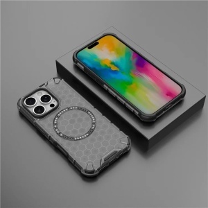 Husa transparenta pentru iPhone 16 Pro - Techsuit HoneyComb Shield MagSafe - Black - Img 6