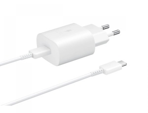 Incarcator Samsung EP-TA800XWEGWW, Super Fast Charging, 25W, Cablu Type-C inclus, White
