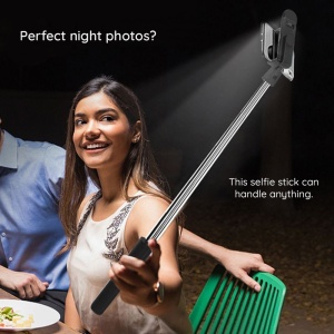 Selfie Stick cu Telecomanda si Lumina LED, 105cm - Techsuit (S05-S) - Black - Img 4
