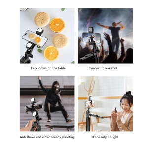 Selfie Stick cu Telecomanda si Lumina LED, 167cm - Techsuit (K30S) - Black - Img 5