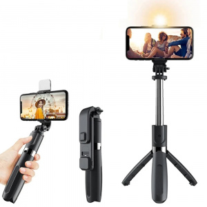 Selfie Stick cu Trepied si Telecomanda, 104cm - Techsuit (L02s) - Black - Img 1