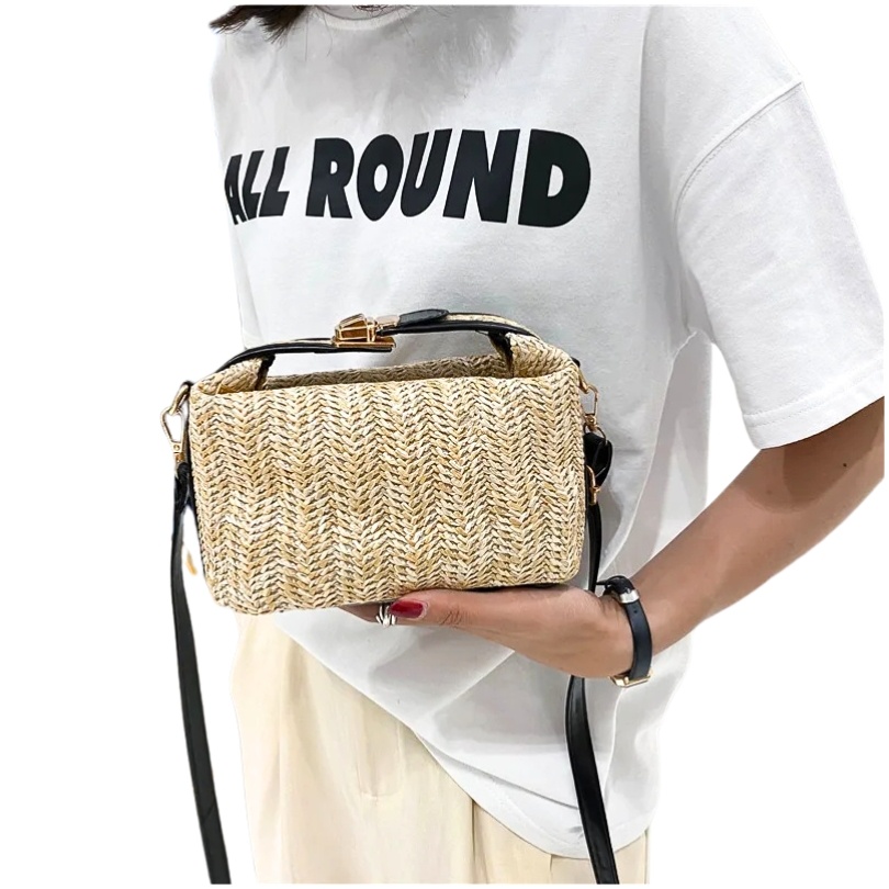Geanta crossbody din rafie Black | Ibucork.ro