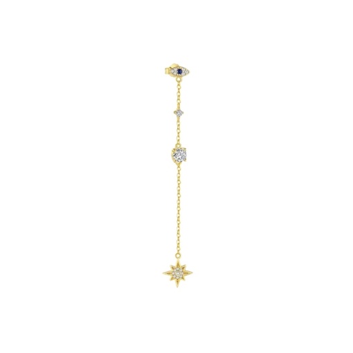 Cercel lung din argint Moon Star
