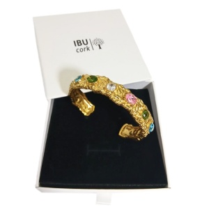 Bratara Bangle placata cu aur cu zirconii multicolore - Img 6