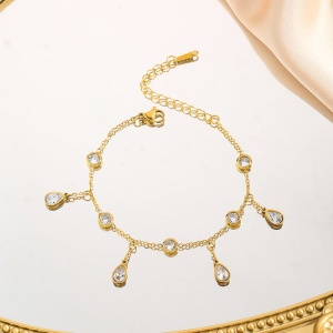 Bratara de glezna placata cu aur White Zircon, 2, ibucork.ro