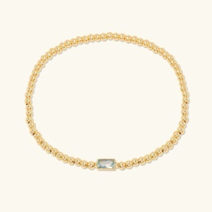 Bratara de mana placata cu aur din inox Golden Beads Crystal, 2, ibucork.ro