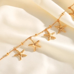 Bratara de picior placata cu aur din inox Starfish, 4, ibucork.ro