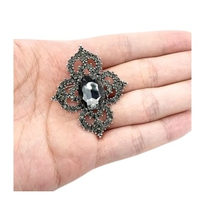 Brosa eleganta Black Flower cu cristale , 2, ibucork.ro