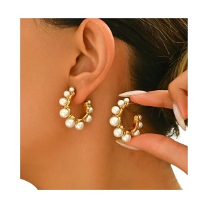 Cercei placati cu aur Pearls 34200 Ibucork.ro