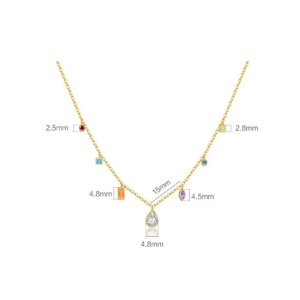 Colier din argint cu cristale multicolore 33970 Ibucork.ro