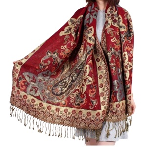 Esarfa brodata Ethnic rosu - Img 2