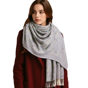 Esarfa casmir jacquard gri-violet, 3, ibucork.ro