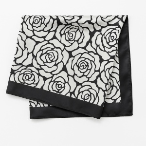 Esarfa din satin Rose Black & White, 2, ibucork.ro