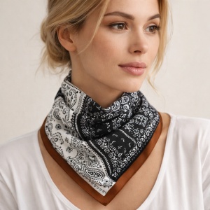 Eșarfă pătrată satin Paisley Patchwork, 3, ibucork.ro