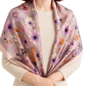 Esarfa satin florala lila, 5, ibucork.ro