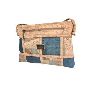 Geanta dama crossbody din pluta Blue Patchwork, 2, ibucork.ro