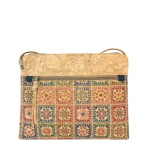 Geanta dama din pluta crossbody cu imprimeu etnic