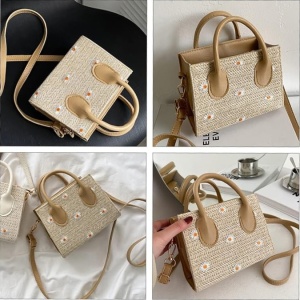 Gentuta crossbody din rafie Camel Daisy - Img 2