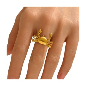 Inel deschis placat cu aur Crab 37640 Ibucork.ro