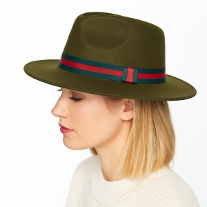 Palarie Fedora unisex Ribbon kaki, 3, ibucork.ro