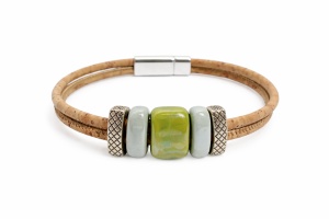 Bratara dama din pluta cu ceramica verde pastel